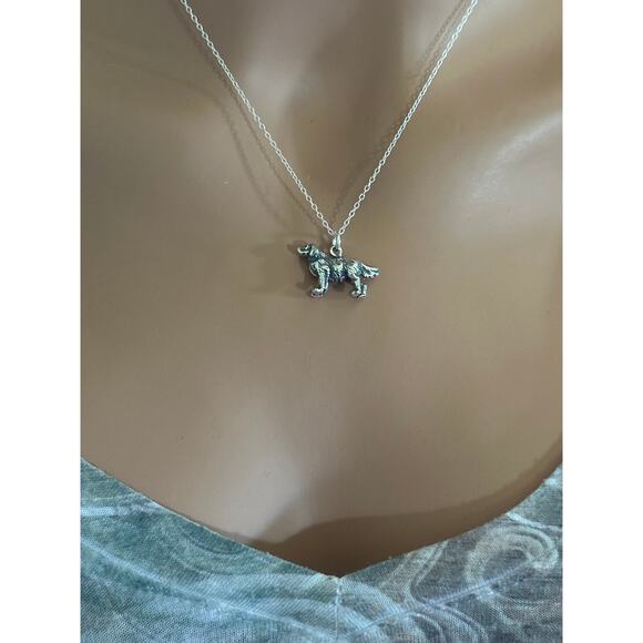 Sterling Silver Golden Retriever Necklace, Oxidized 3D Golden Retriever Necklace - Picture 5 of 6
